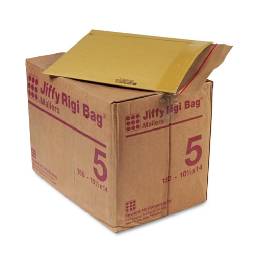 Picture of Jiffy Rigi Bag Mailer, #5, Square Flap, Self-Adhesive Closure, 10.5 X 14, Natural Kraft, 150/carton