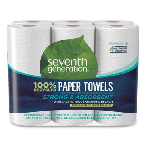 Picture of 100% Recycled Paper Kitchen Towel Rolls, 2-Ply, 11 x 5.4, 140 Sheets/Roll, 24 Rolls/Carton
