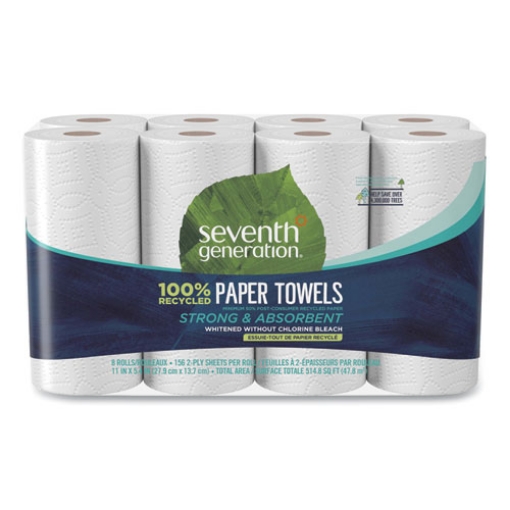 Picture of 100% Recycled Paper Kitchen Towel Rolls, 2-Ply, 11 x 5.4, 156 Sheets/Rolls, 32 Rolls/Carton