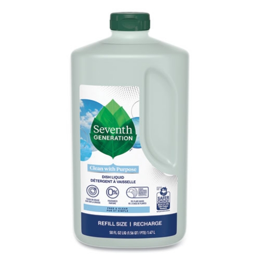 Picture of natural dishwashing liquid, free and clear, 50 oz bottle, 3/carton