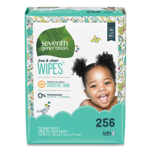 Picture of Free and Clear Baby Wipes, 7 x 7, Refill, Unscented, White, 256/Pack, 3 Packs/Carton