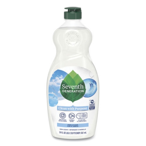 Picture of natural dishwashing liquid, free and clear, 19 oz bottle, 6/carton