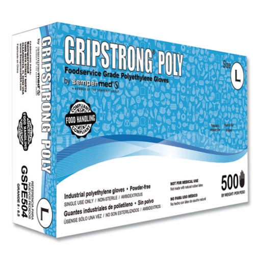 Picture of Foodservice Grade Polyethylene Gloves, Clear, Large, Polyethylene, 500/box, 20 Boxes/carton