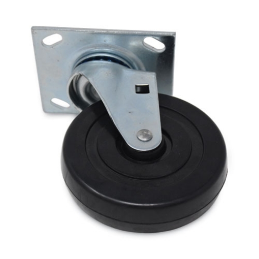 Picture of Replacement Plate Casters, Rigid Mount Plate, 5" Rubber Wheel, Black