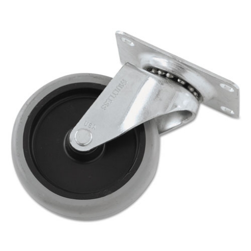 Picture of non-marking plate casters, swivel mount plate, 4" wheel, black/gray/silver