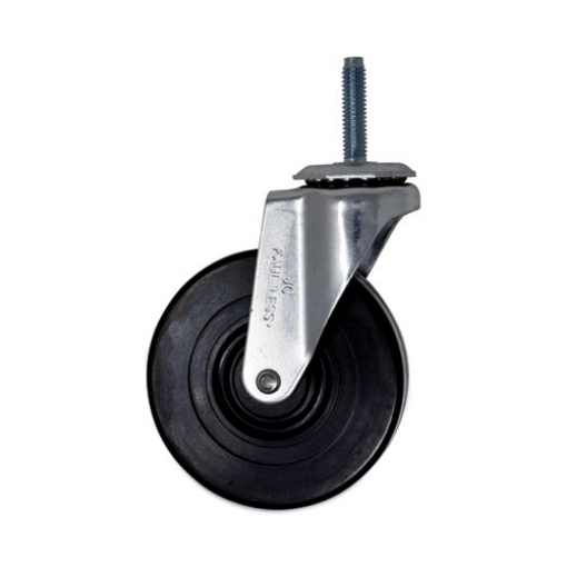 Picture of Replacement Bayonet-Stem Swivel Casters, Threaded Stem (0.28" x 1.5"), 4" Hard Rubber Wheel, Black