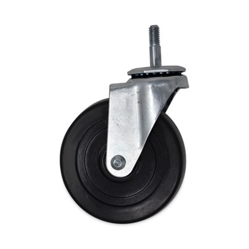 Picture of Replacement Bayonet-Stem Swivel Casters, Threaded Stem (0.31" x 1.63"), 5" Hard Rubber Wheel, Black