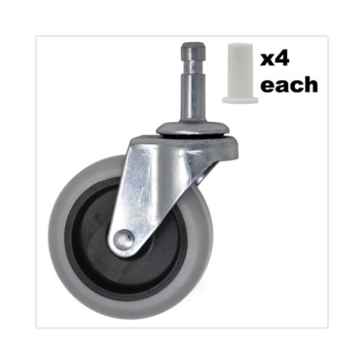 Picture of Replacement Bayonet-Stem Swivel Casters, Grip Ring Stem (0.5" x 1.25"), 3" Hard Rubber Wheel, Gray