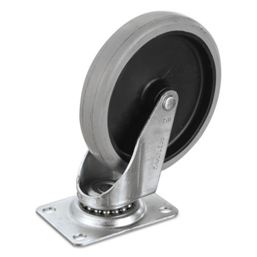 Picture of Replacement Bayonet-Stem Swivel Casters, Swivel Mount Plate, 5" Soft Rubber Wheel, Black