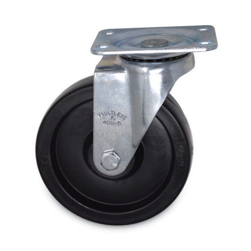 Picture of Replacement Plate Casters, Rigid Mount Plate, 5" Polypropylene Wheel, Black