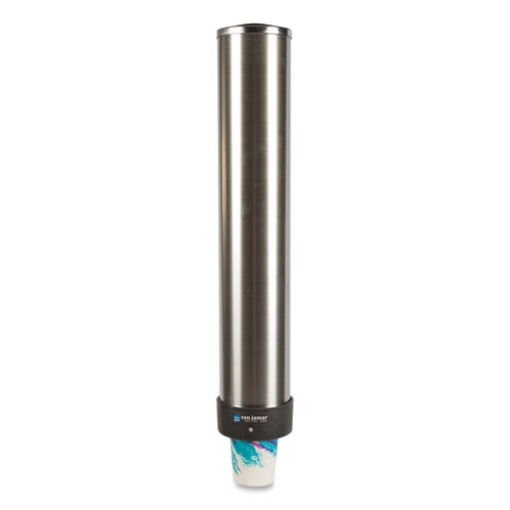 Picture of Large Water Cup Dispenser With Removable Cap, For 12 Oz To 24 Oz Cups, Stainless Steel