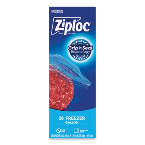 Picture of Zipper Freezer Bags, 1 gal, 2.7 mil, 9.6" x 12.1", Clear, 28 Bags/Box, 9 Boxes/Carton