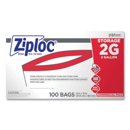 Picture of Double Zipper Storage Bags, 2 Gal, 1.75 Mil, 15" X 13", Clear, 100/carton
