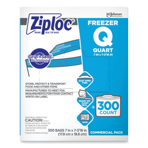 Picture of Double Zipper Freezer Bags, 1 Qt, 2.7 Mil, 7" X 7.75", Clear, 300/carton