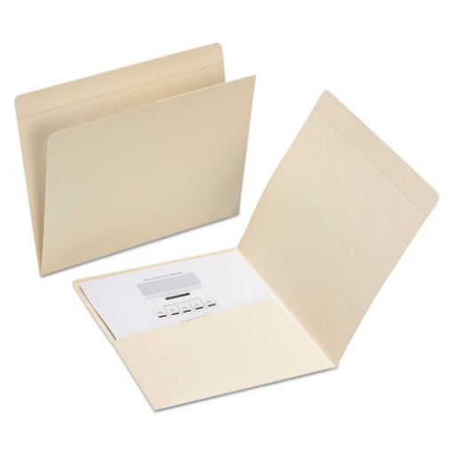 Picture of Top Tab File Folders with Inside Pocket, Straight Tabs, Letter Size, Manila, 50/Box