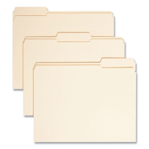 Picture of Reinforced Tab Manila File Folders, 1/3-Cut Tabs: Assorted, Letter Size, 0.75" Expansion, 11-pt Manila, 100/Box