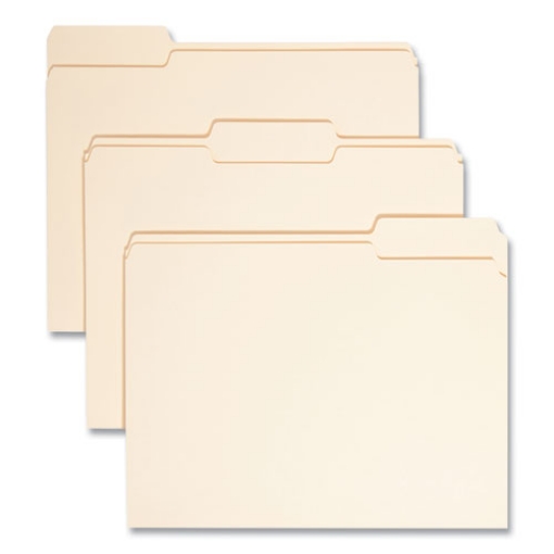 Picture of Top Tab File Folders with Antimicrobial Product Protection, 1/3-Cut Tabs: Assorted, Letter, 0.75" Expansion, Manila, 100/Box