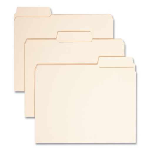 Picture of SuperTab Reinforced Guide Height Top Tab Folders, 1/3-Cut Tabs: Assorted, Letter Size, 0.75" Expansion, Manila, 100/Box