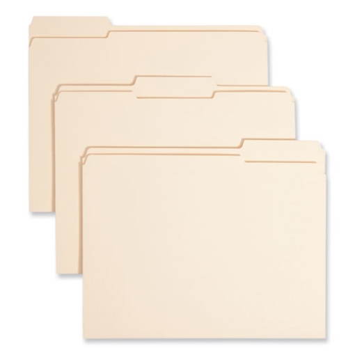 Picture of Reinforced Tab Manila File Folders, 1/3-Cut Tabs: Assorted, Letter Size, 0.75" Expansion, 14-pt Manila, 100/Box