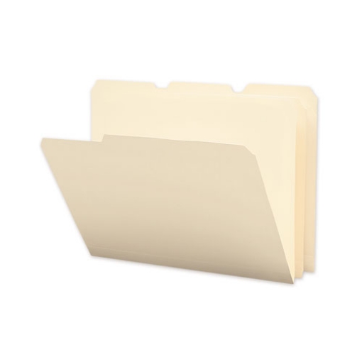 Picture of Poly Manila Folders, 1/3-Cut Tabs: Assorted, Letter Size, Manila, 12/Pack