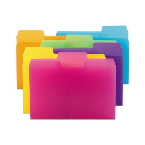 Picture of SuperTab Top Tab File Folders, 1/3-Cut Tabs: Assorted, Letter Size, 0.75" Expansion, Polypropylene, 18/Pack