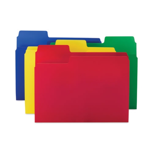 Picture of SuperTab Top Tab File Folders, 1/3-Cut Tabs: Assorted, Letter Size, 0.75" Expansion, Polypropylene, 12/Pack