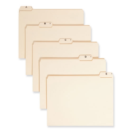 Picture of Indexed File Folder Sets, 1/5-Cut Prelabeled Tabs: A to Z, Letter Size, 0.75" Expansion, Manila, 25/Set