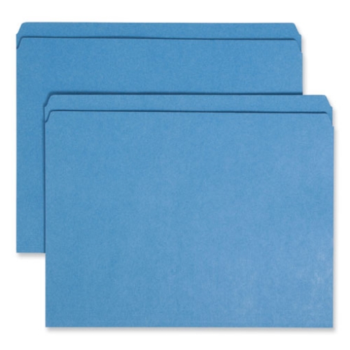 Picture of Reinforced Top Tab Colored File Folders, Straight Tabs, Letter Size, 0.75" Expansion, Blue, 100/Box