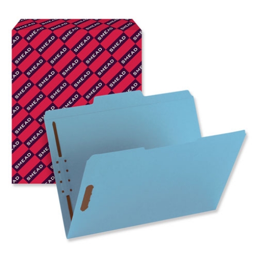 Picture of Top Tab Colored Fastener Folders, 0.75" Expansion, 2 Fasteners, Letter Size, Blue Exterior, 50/Box