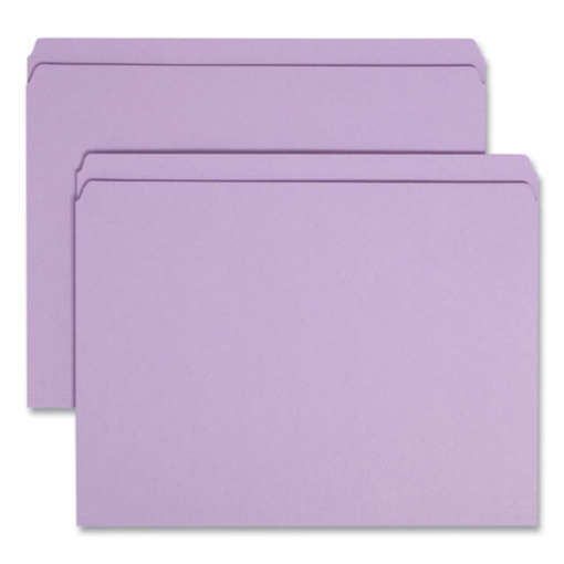 Picture of Reinforced Top Tab Colored File Folders, Straight Tabs, Letter Size, 0.75" Expansion, Lavender, 100/Box