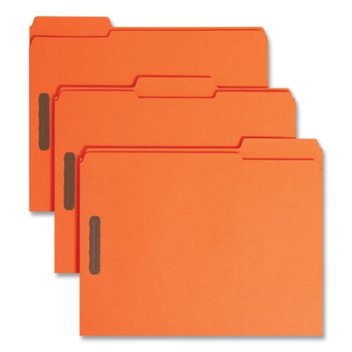 Picture of Top Tab Colored Fastener Folders, 0.75" Expansion, 2 Fasteners, Letter Size, Orange Exterior, 50/Box