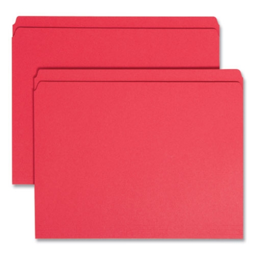 Picture of Reinforced Top Tab Colored File Folders, Straight Tabs, Letter Size, 0.75" Expansion, Red, 100/Box