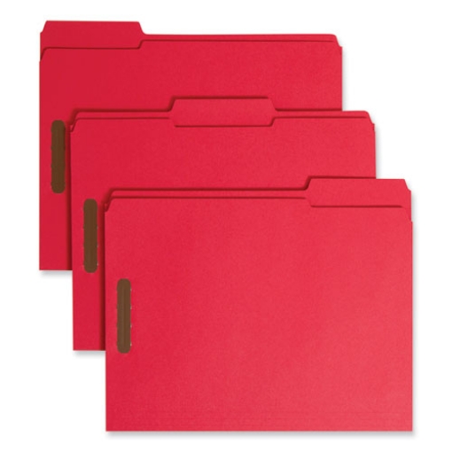 Picture of Top Tab Colored Fastener Folders, 0.75" Expansion, 2 Fasteners, Letter Size, Red Exterior, 50/Box