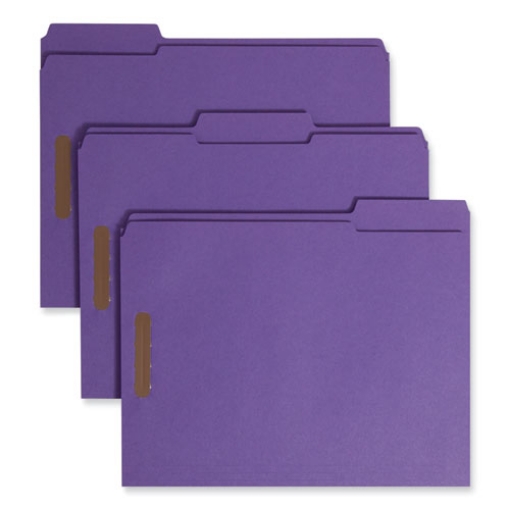 Picture of Top Tab Colored Fastener Folders, 0.75" Expansion, 2 Fasteners, Letter Size, Purple Exterior, 50/Box