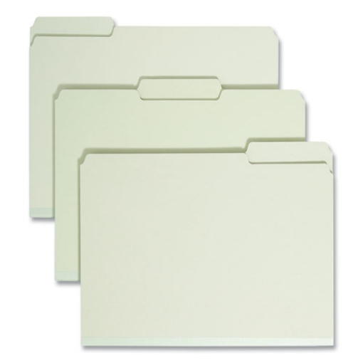 Picture of Expanding Recycled Heavy Pressboard Folders, 1/3-Cut Tabs: Assorted, Letter Size, 2" Expansion, Gray-Green, 25/Box