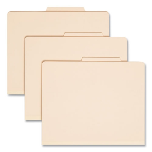 Picture of Four-Section Top Tab Classification Folders, 2" Expansion, 1 Divider, 4 Fasteners, Letter Size, Manila, 10/Box