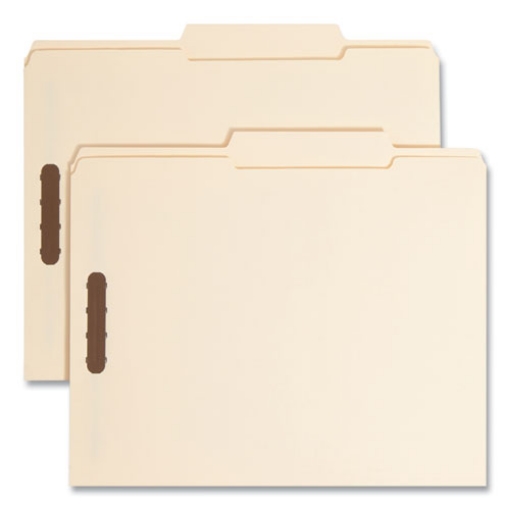 Picture of Top Tab Fastener Folders, 1/3-Cut Tabs: Right, 0.75" Expansion, 2 Fasteners, Letter Size, Manila Exterior, 50/Box