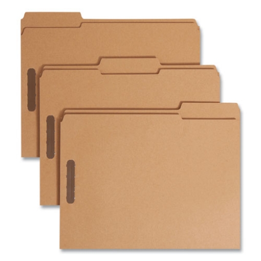 Picture of Top Tab Fastener Folders, 1/3-Cut Tabs: Assorted, 0.75" Expansion, 2 Fasteners, Letter Size, Kraft Exterior, 50/Box