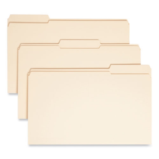 Picture of Reinforced Tab Manila File Folders, 1/3-Cut Tabs: Assorted, Legal Size, 0.75" Expansion, 11-pt Manila, 100/Box