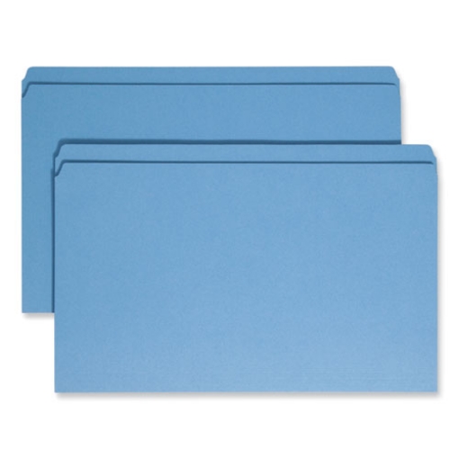 Picture of Reinforced Top Tab Colored File Folders, Straight Tabs, Legal Size, 0.75" Expansion, Blue, 100/Box