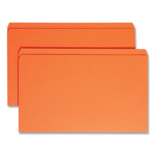 Picture of Reinforced Top Tab Colored File Folders, Straight Tabs, Legal Size, 0.75" Expansion, Orange, 100/Box