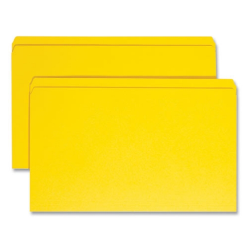 Picture of Reinforced Top Tab Colored File Folders, Straight Tabs, Legal Size, 0.75" Expansion, Yellow, 100/Box