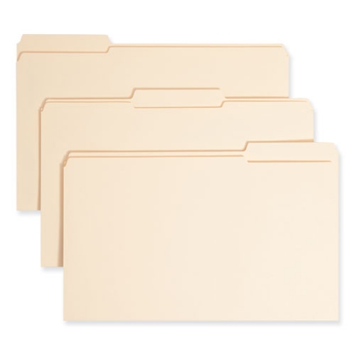 Picture of Top Tab Fastener Folders, 1/3-Cut Tabs: Assorted, 0.75" Expansion, 1 Fastener, Legal Size, Manila Exterior, 50/Box