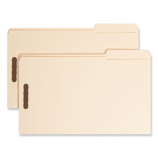 Picture of Top Tab Fastener Folders, 1/3-Cut Tabs: Right, 0.75" Expansion, 2 Fasteners, Legal Size, Manila Exterior, 50/Box