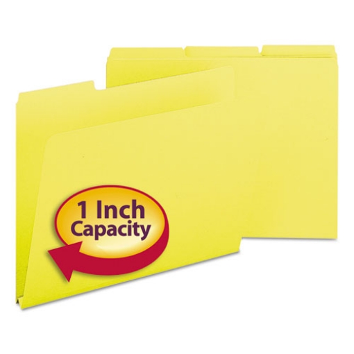 Picture of Expanding Recycled Heavy Pressboard Folders, 1/3-Cut Tabs: Assorted, Letter Size, 1" Expansion, Yellow, 25/Box