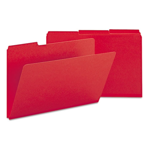 Picture of Expanding Recycled Heavy Pressboard Folders, 1/3-Cut Tabs: Assorted, Legal Size, 1" Expansion, Bright Red, 25/Box