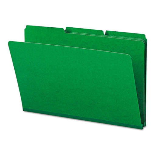 Picture of Expanding Recycled Heavy Pressboard Folders, 1/3-Cut Tabs: Assorted, Legal Size, 1" Expansion, Green, 25/Box