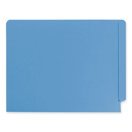 Picture of Shelf-Master Reinforced End Tab Colored Folders, Straight Tabs, Letter Size, 0.75" Expansion, Blue, 100/Box