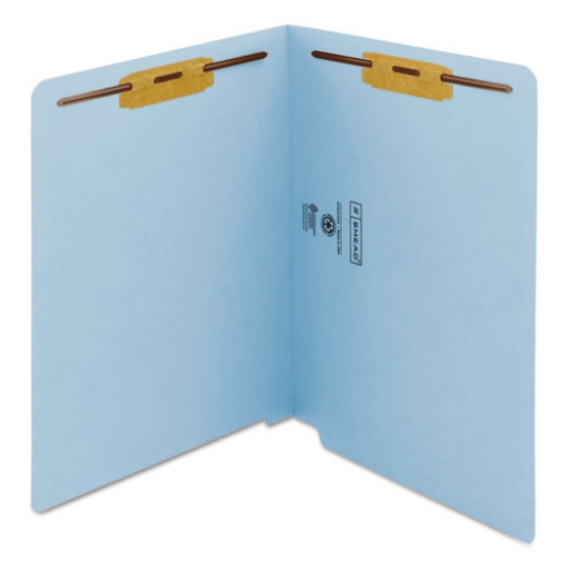 Picture of Heavyweight Colored End Tab Fastener Folders, 0.75" Expansion, 2 Fasteners, Letter Size, Blue Exterior, 50/Box