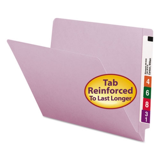 Picture of Shelf-Master Reinforced End Tab Colored Folders, Straight Tabs, Letter Size, 0.75" Expansion, Lavender, 100/Box